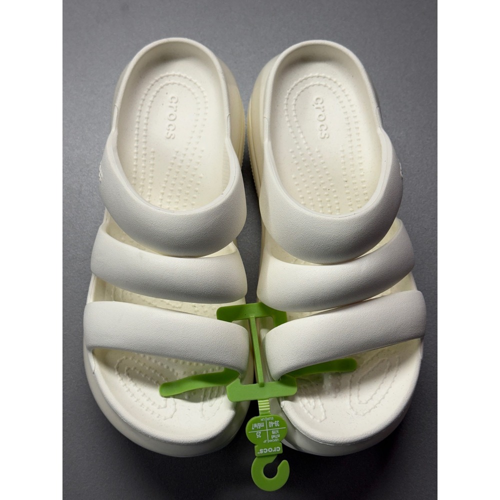 Crocs Mega Crush Triple Strap Sandals Bone White Platform Slides Mens 7 Womens 9